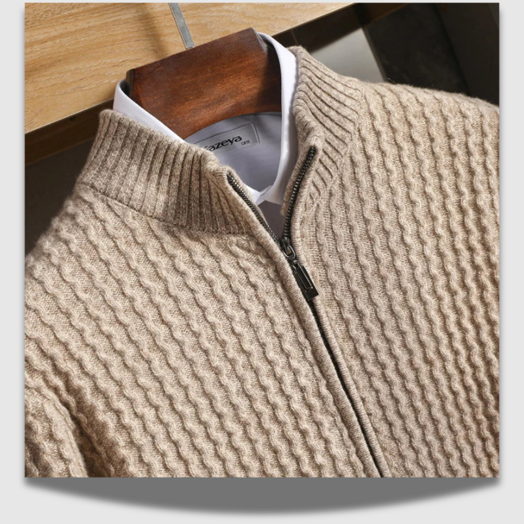 Cardigan Premium strutturato da uomo con zip in Merino