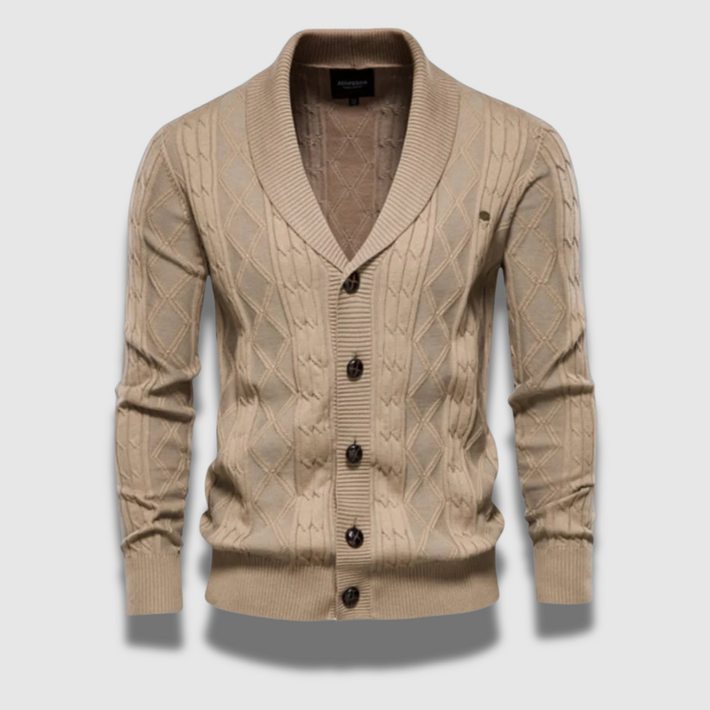 Cardigan da uomo in maglia con motivo geometrico