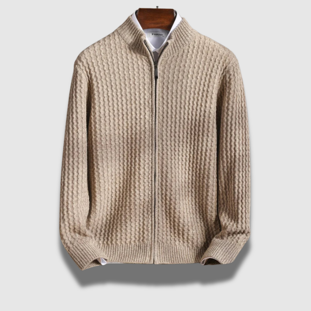 Cardigan Premium strutturato da uomo con zip in Merino