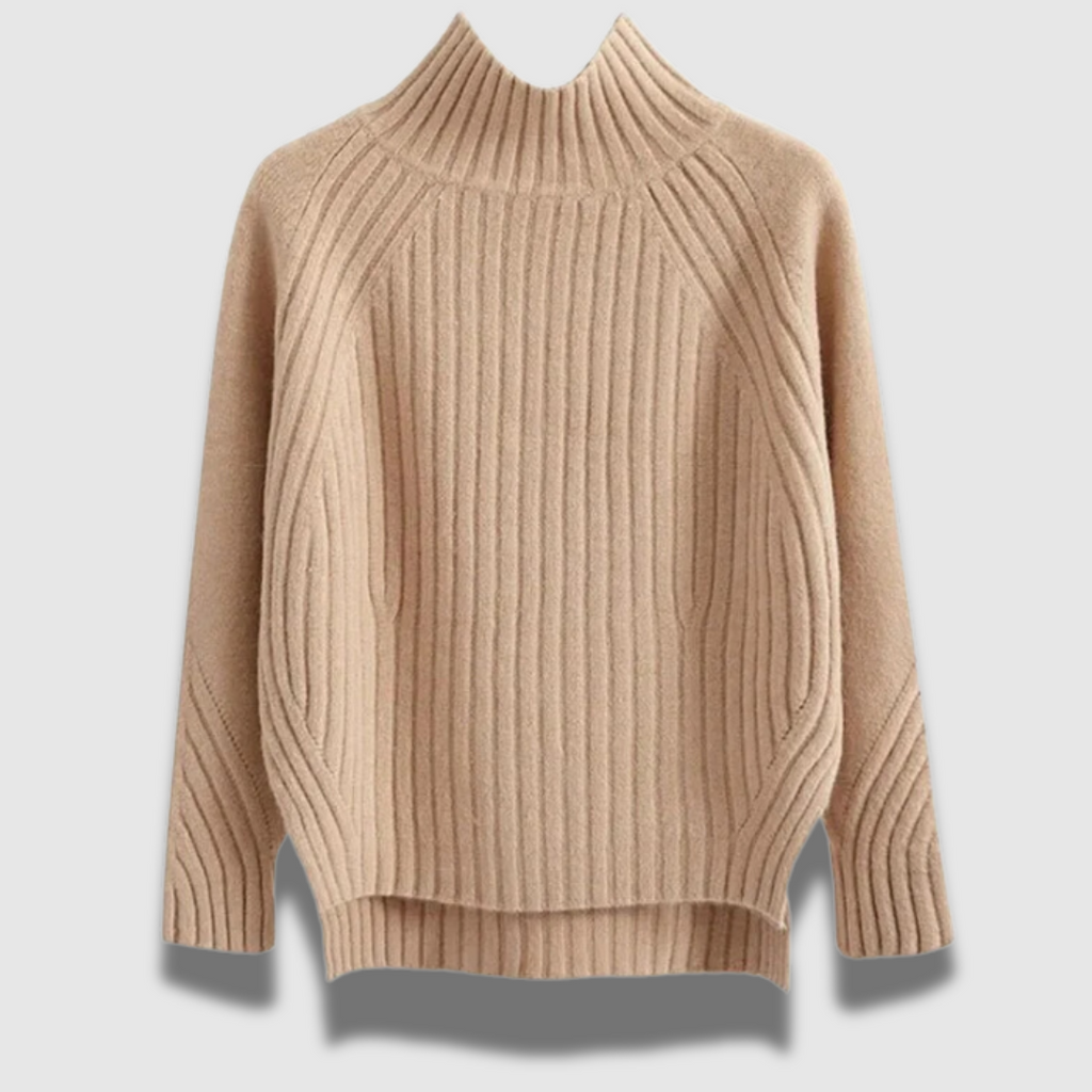 Maglione dolcevita donna Premium a coste, morbido e caldo