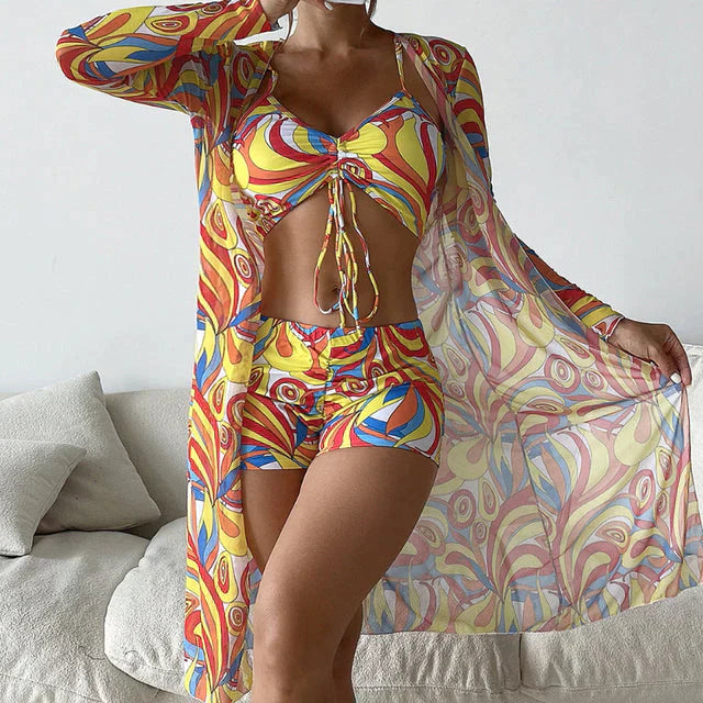 Set bikini donna tre pezzi sofisticato e di tendenza