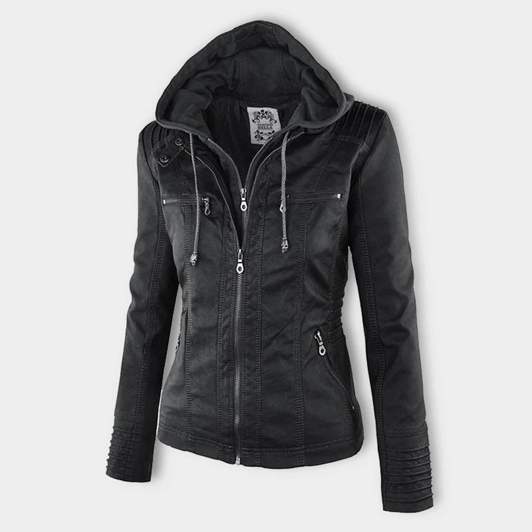 Giacca impermeabile con cerniera e cappuccio da donna - Elegante e leggero cappotto antipioggia