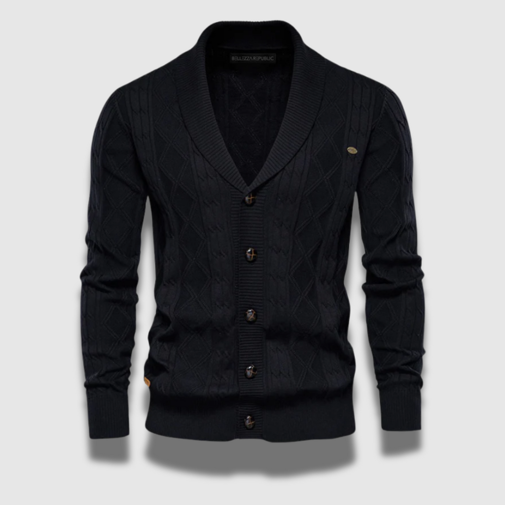 Cardigan da uomo in maglia con motivo geometrico