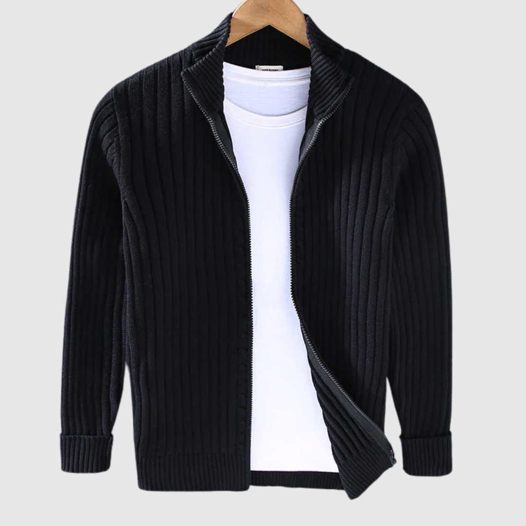 Maglione moderno a maglia fine da uomo con zip