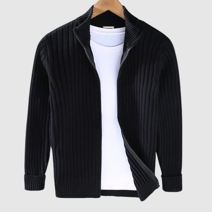 Maglione moderno a maglia fine da uomo con zip