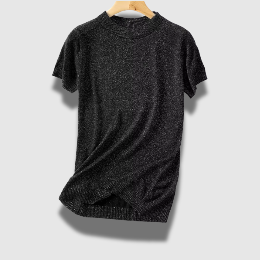 Maglione donna chic leggero a maniche corte lucido