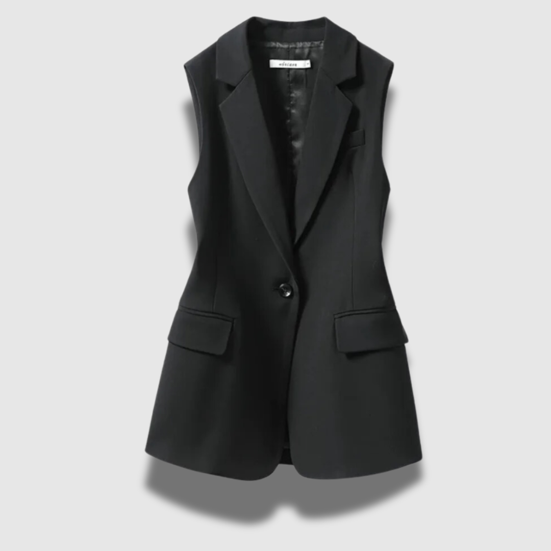 Gilet sartoriale da donna con bottoni e maniche alla moda