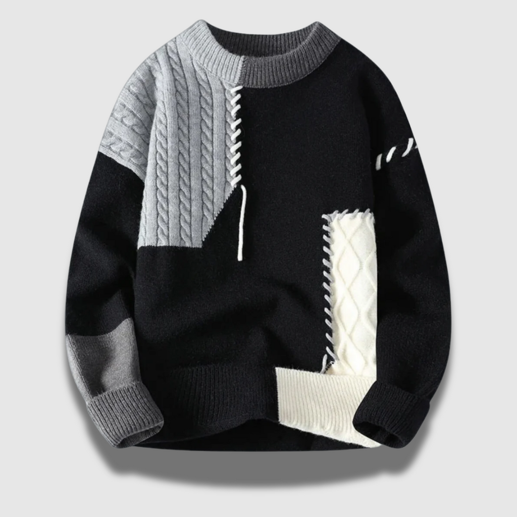 Maglione a maglia patchwork moderno e premium da uomo