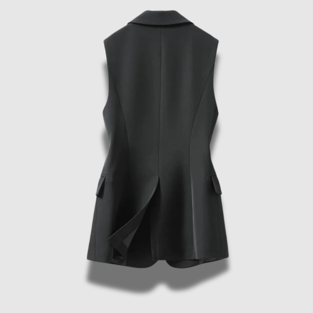 Gilet sartoriale da donna con bottoni e maniche alla moda