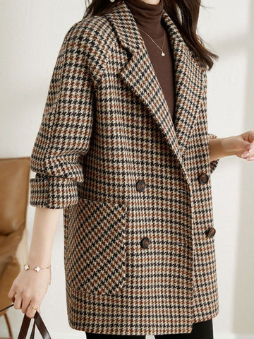Cappotto invernale da donna lungo oversize a quadri caldo ed elegante