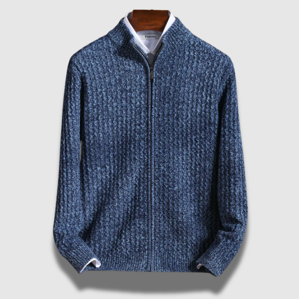 Cardigan Premium strutturato da uomo con zip in Merino