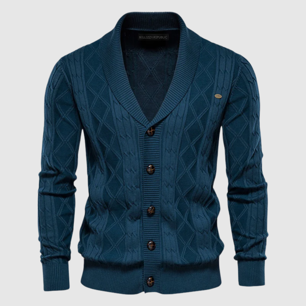 Cardigan da uomo in maglia con motivo geometrico