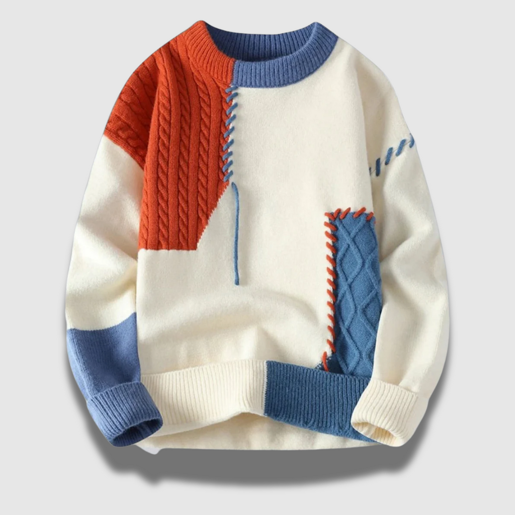 Maglione a maglia patchwork moderno e premium da uomo