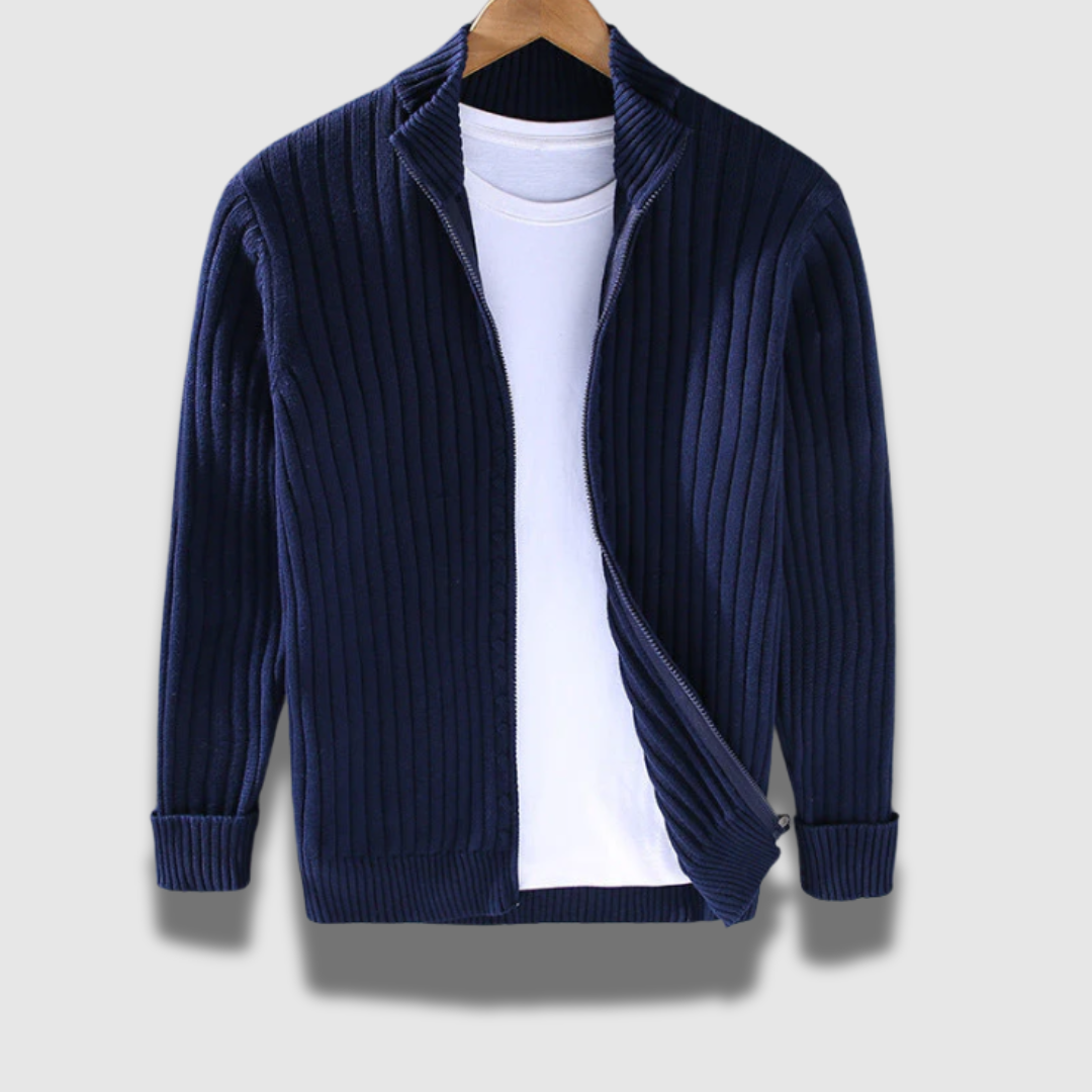 Maglione moderno a maglia fine da uomo con zip