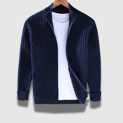 Maglione moderno a maglia fine da uomo con zip