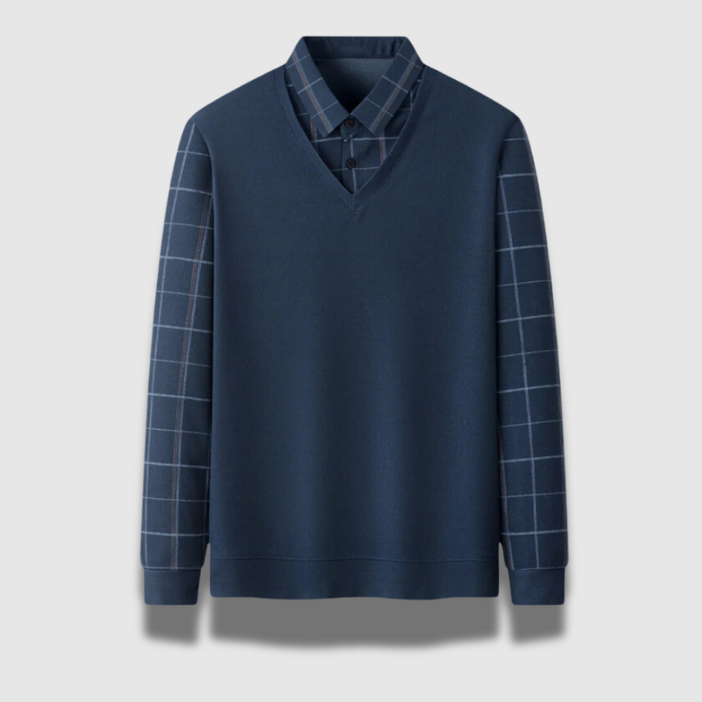 Maglione da uomo con camicia a quadri di alta qualità