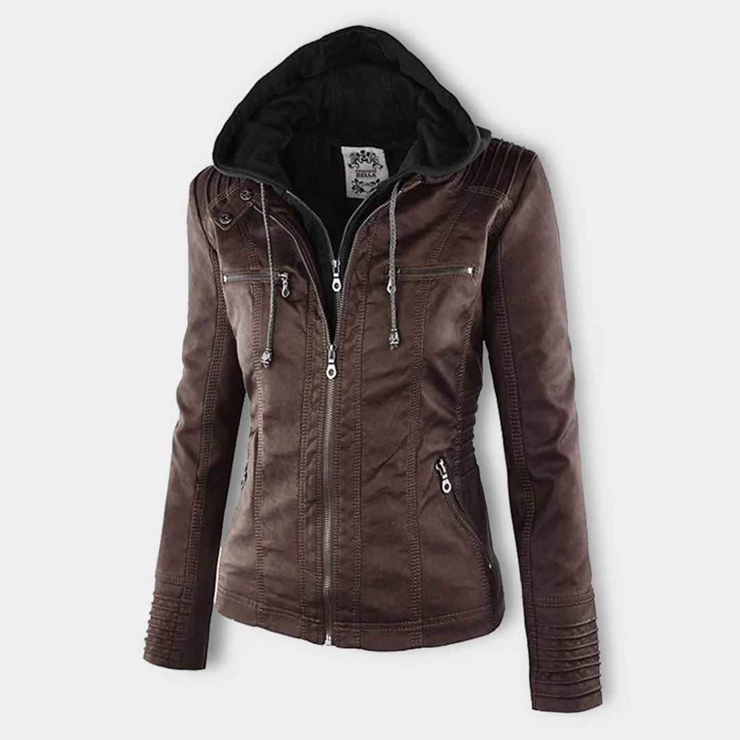 Giacca impermeabile con cerniera e cappuccio da donna - Elegante e leggero cappotto antipioggia