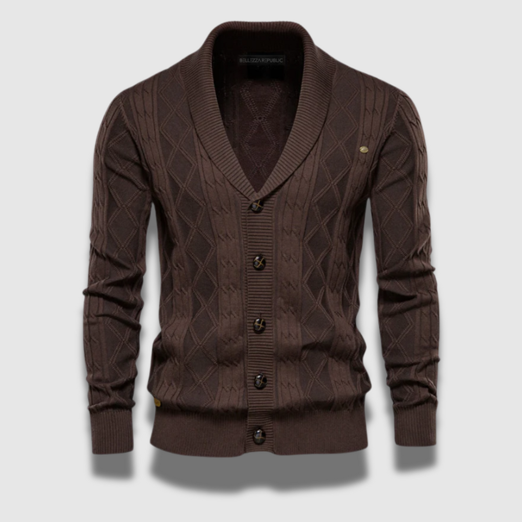 Cardigan da uomo in maglia con motivo geometrico