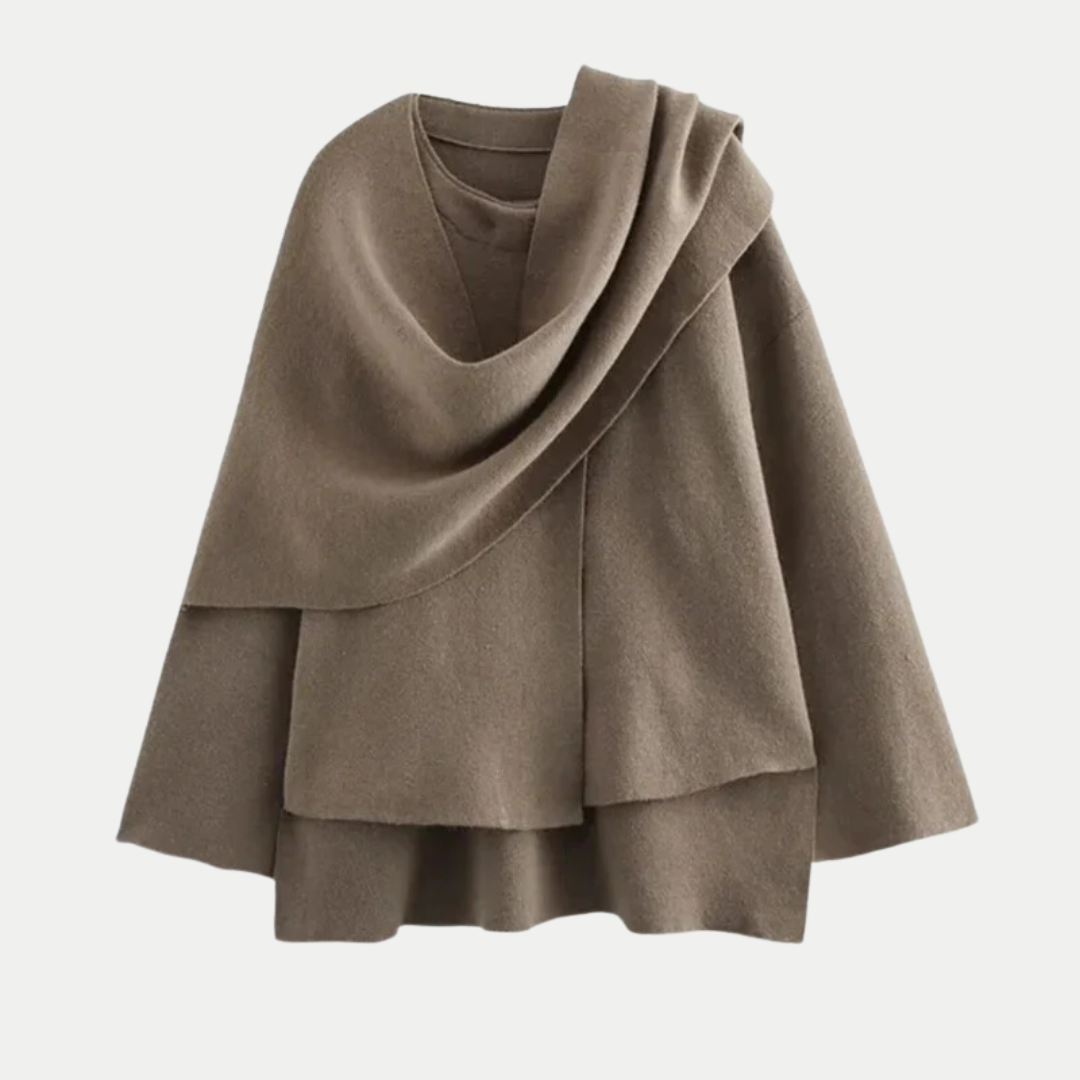 Cappotto in maglia con orlo spaccato dal design moderno per donna