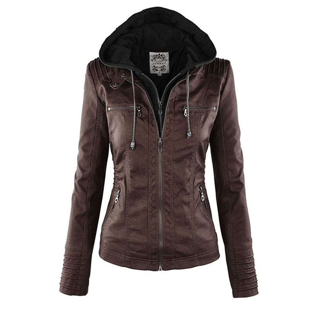 Giacca impermeabile con cerniera e cappuccio da donna - Elegante e leggero cappotto antipioggia