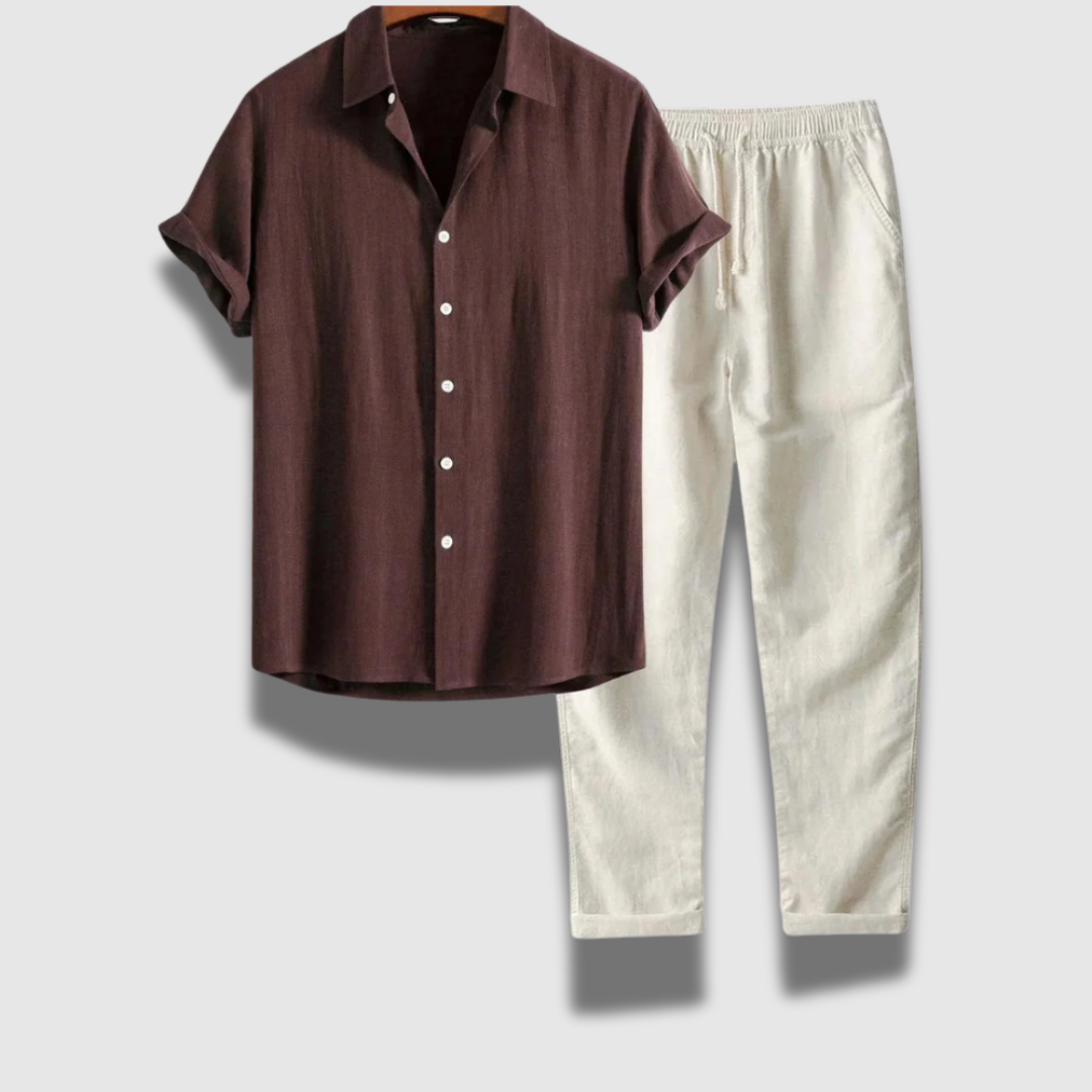 Esclusivo set di pantaloni da uomo con camicia casual