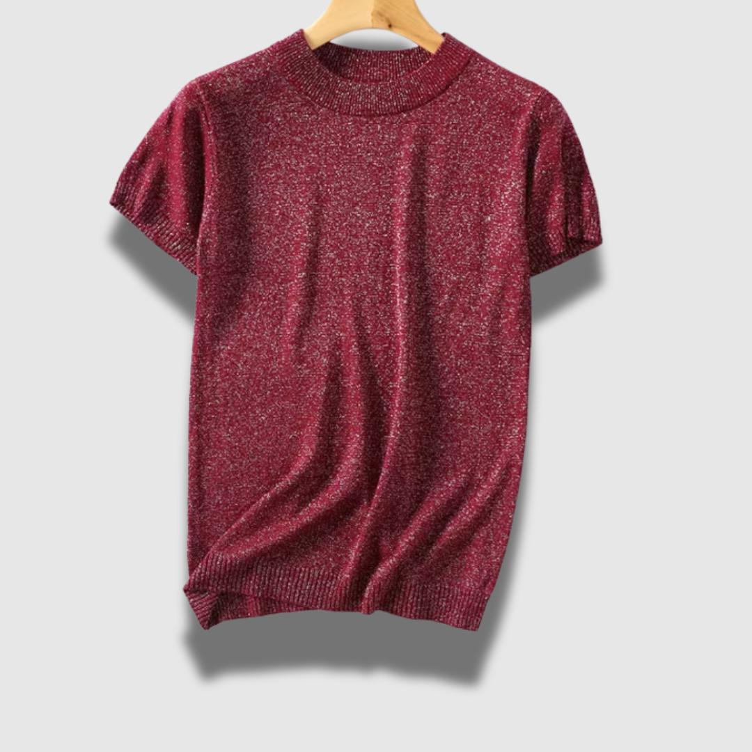 Maglione donna chic leggero a maniche corte lucido