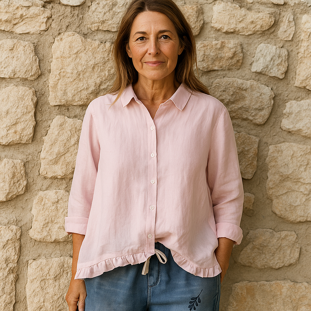 Camicia donna in lino a maniche corte – stile casual estivo