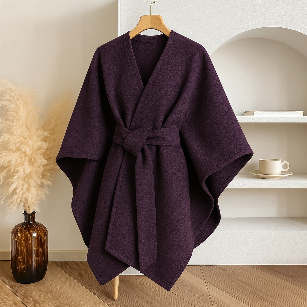 Cappotto elegante da donna con mantella Poncho invernale antivento - Giacca oversize calda con maniche lunghe, morbida e chic in stile scialle per il freddo