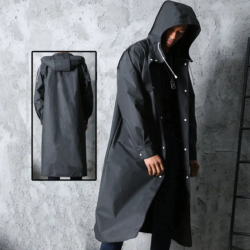 Impermeabile lungo resistente da uomo - Giacca impermeabile da esterno