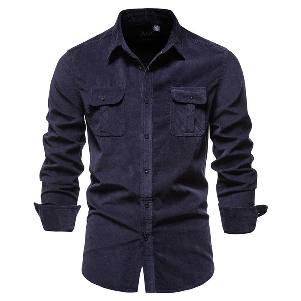 Camicia estiva in velluto a coste da uomo