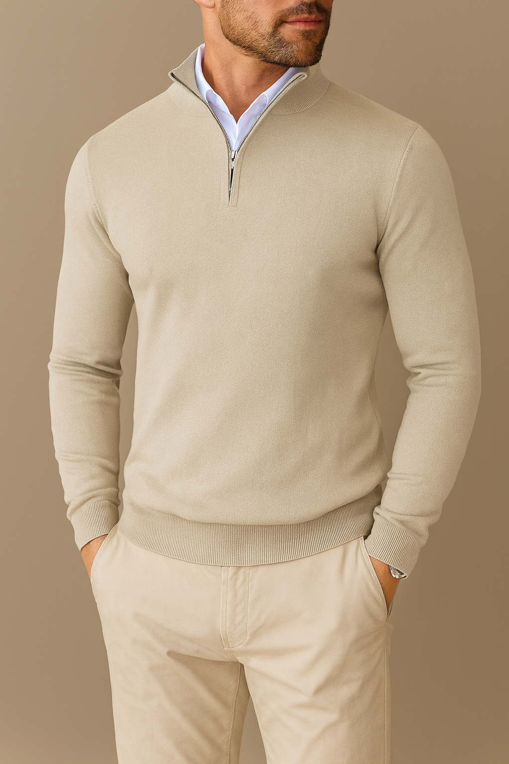 Maglione da uomo con cerniera a un quarto
