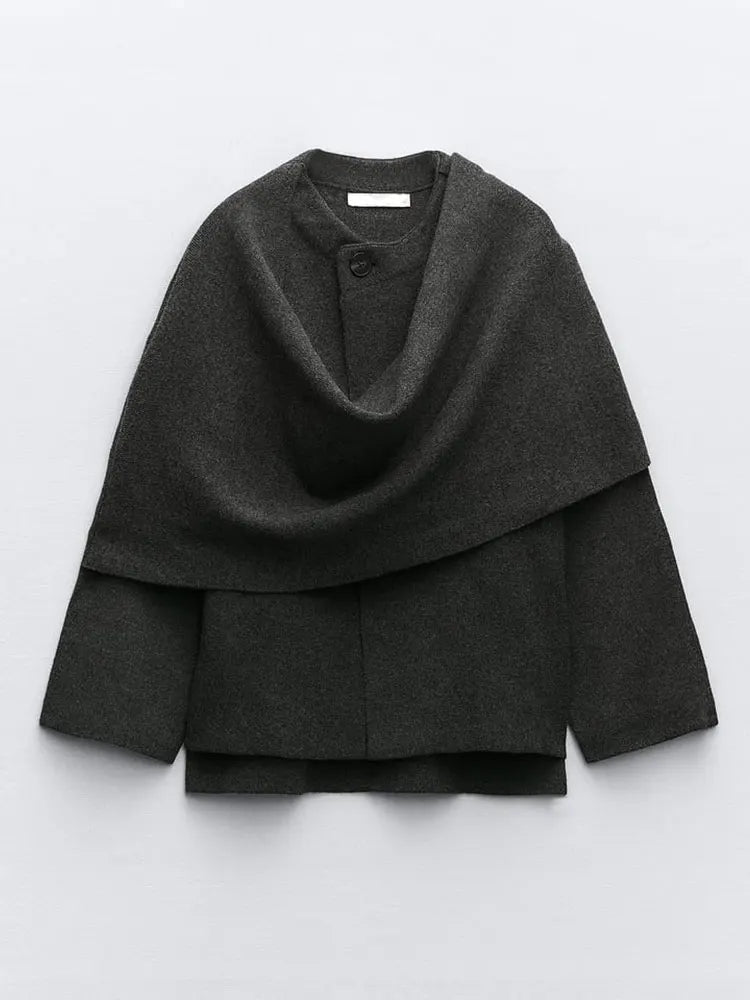 Elegante cappotto da donna con collo a scialle