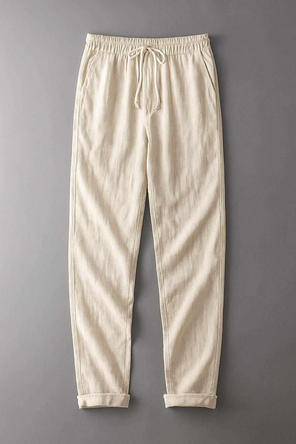 Pantaloni da uomo in lino – pantaloni estivi leggeri con elastico in vita