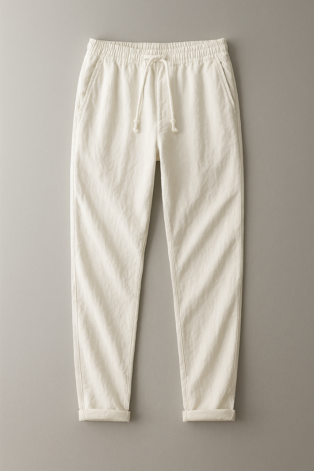 Pantaloni da uomo in lino – pantaloni estivi leggeri con elastico in vita