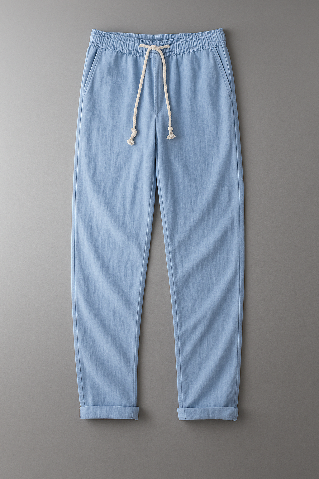 Pantaloni da uomo in lino – pantaloni estivi leggeri con elastico in vita