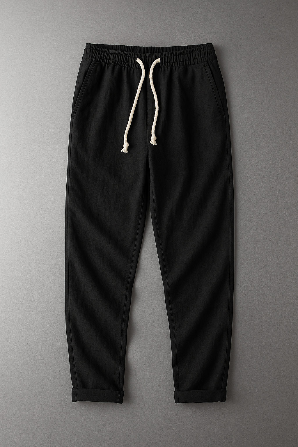Pantaloni da uomo in lino – pantaloni estivi leggeri con elastico in vita