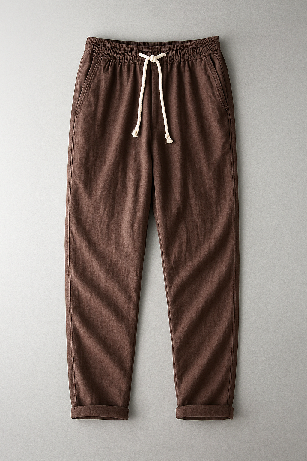 Pantaloni da uomo in lino – pantaloni estivi leggeri con elastico in vita