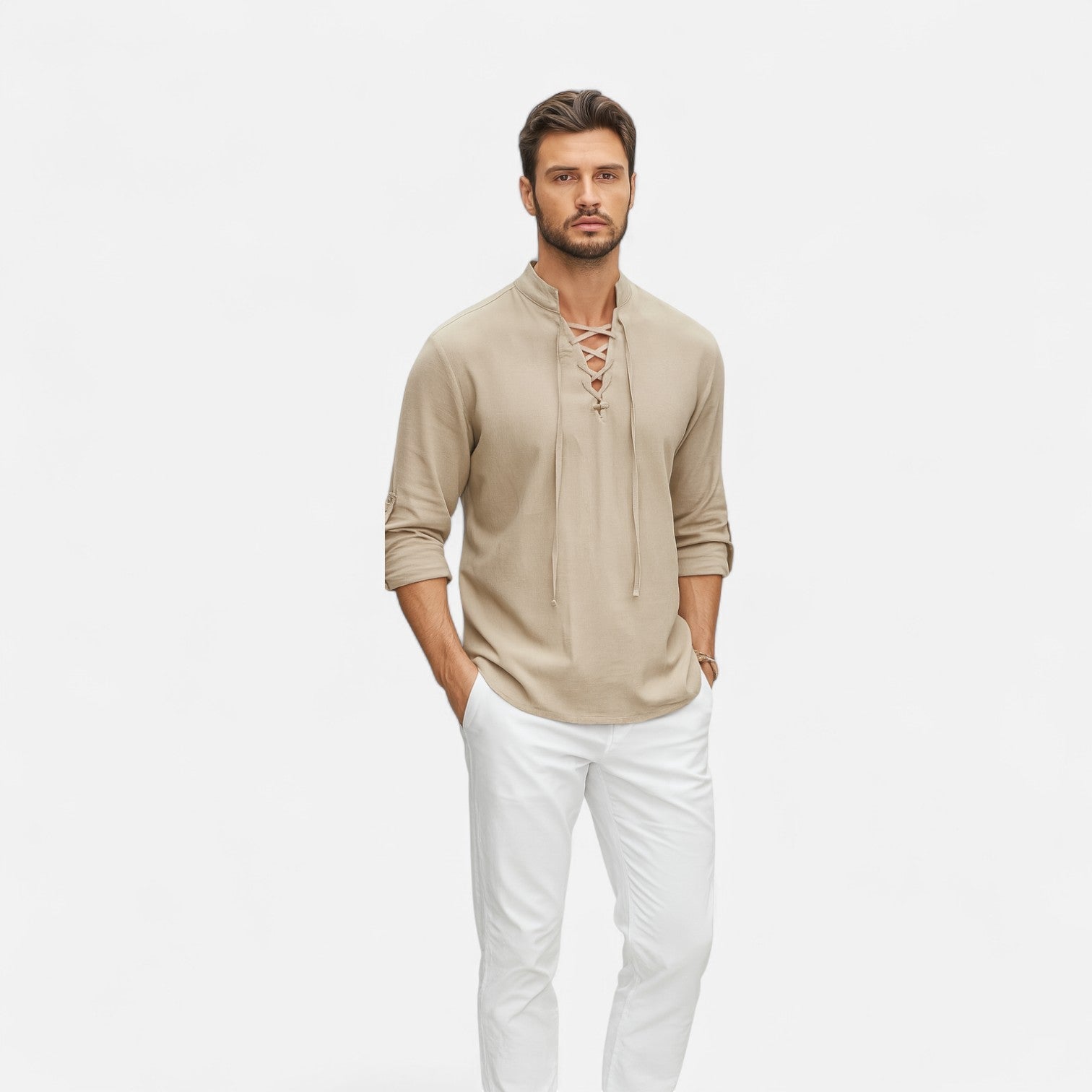 Camicia medievale in lino e cotone per uomo – Spirito vichingo, eleganza d'epoca