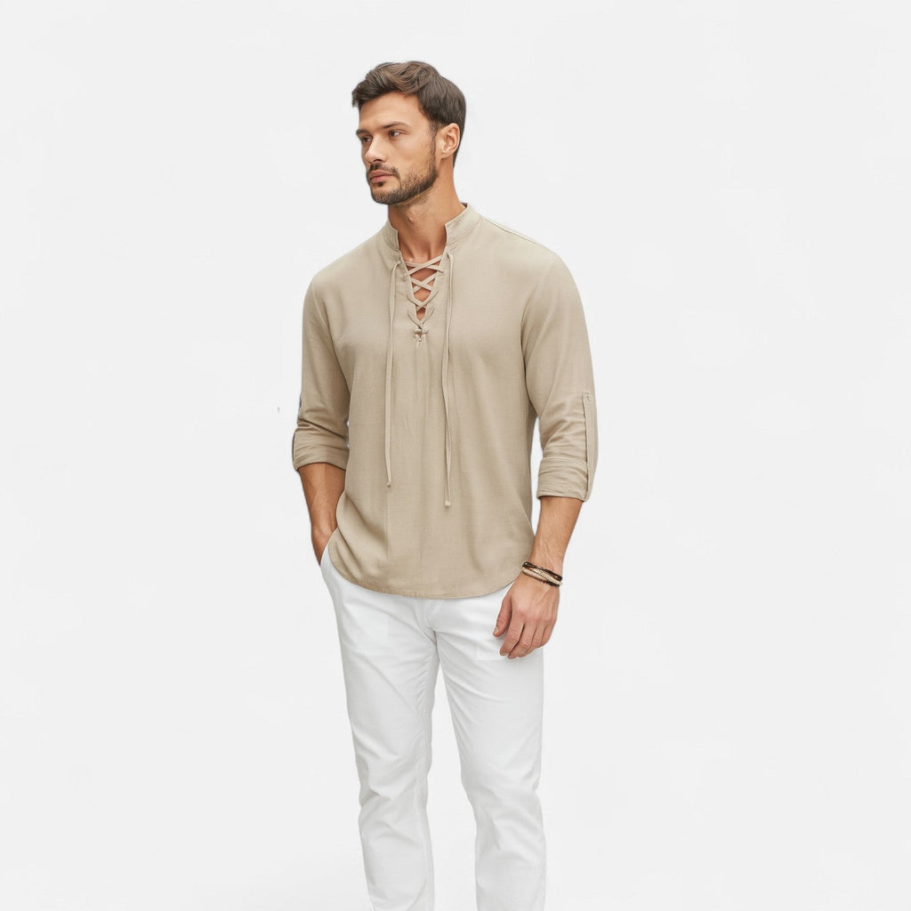 Camicia medievale in lino e cotone per uomo – Spirito vichingo, eleganza d'epoca