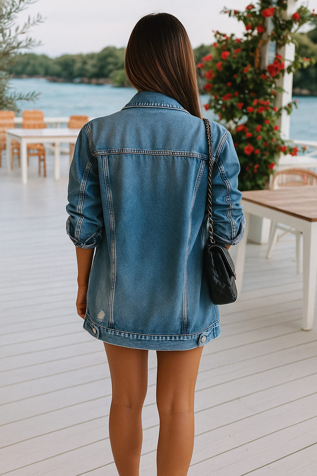 Giacca in denim oversize blu elegante da donna – Capispalla casual vintage