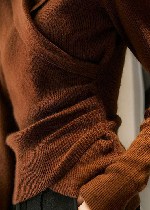 Maglione da donna con colletto alla Peter Pan - Maglieria asimmetrica aderente