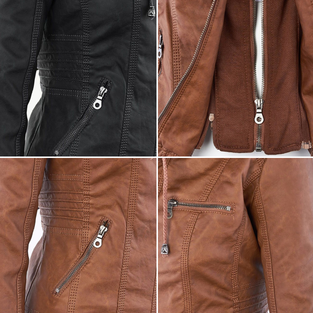 Giacca impermeabile con cerniera e cappuccio da donna - Elegante e leggero cappotto antipioggia