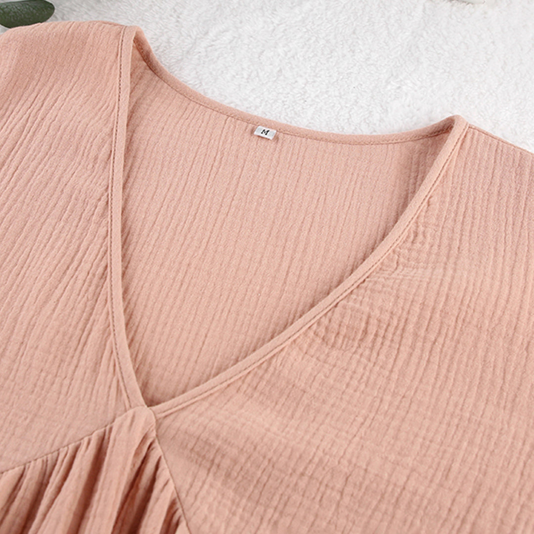 Abito midi casual da donna – Abito ampio con scollo a V