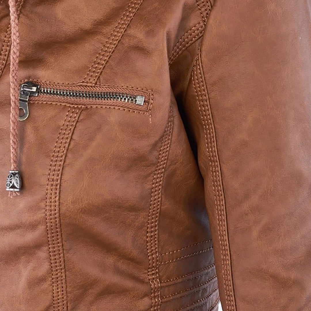 Giacca impermeabile con cerniera e cappuccio da donna - Elegante e leggero cappotto antipioggia