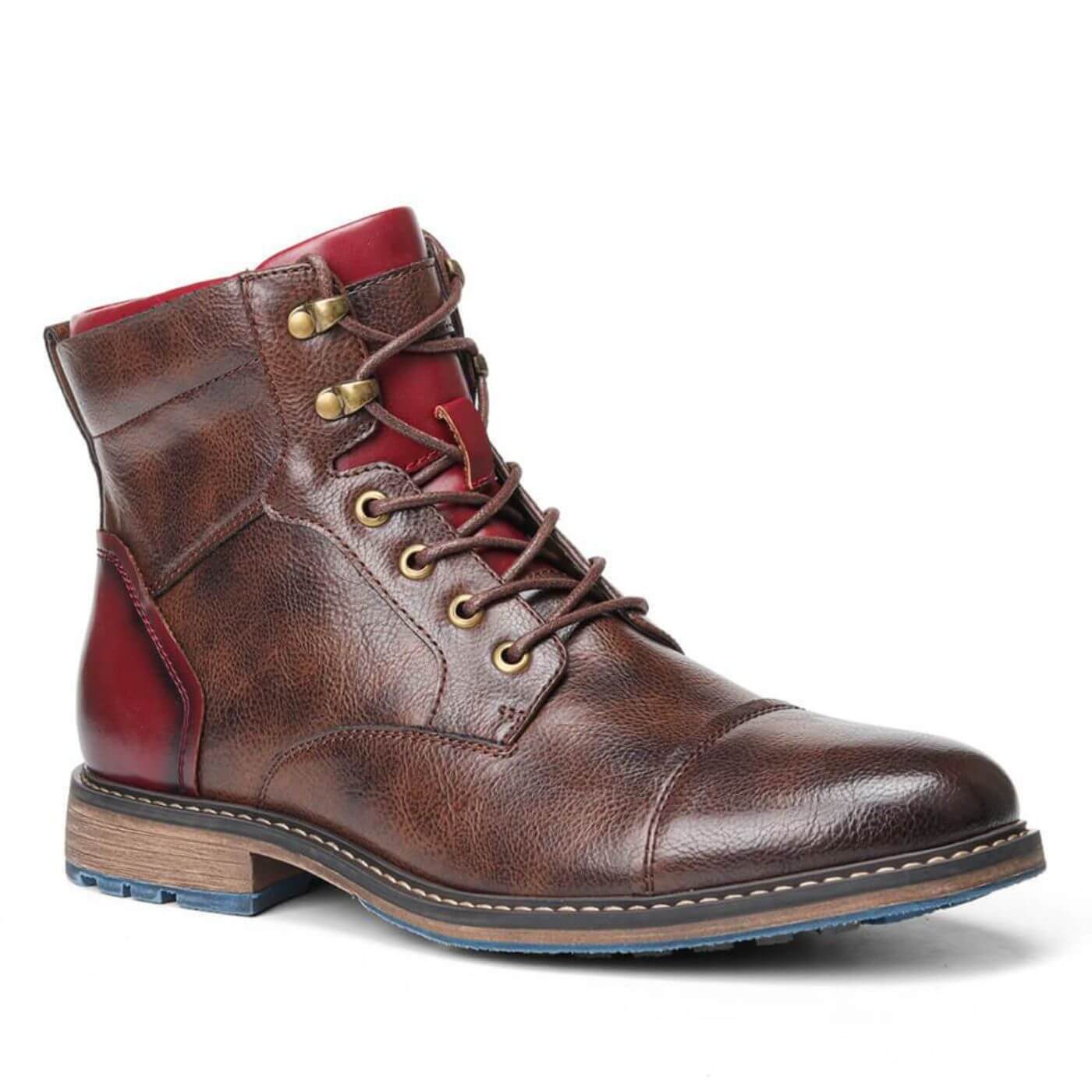 Stivali Oxford in pelle da uomo - Scarpe robuste con lacci