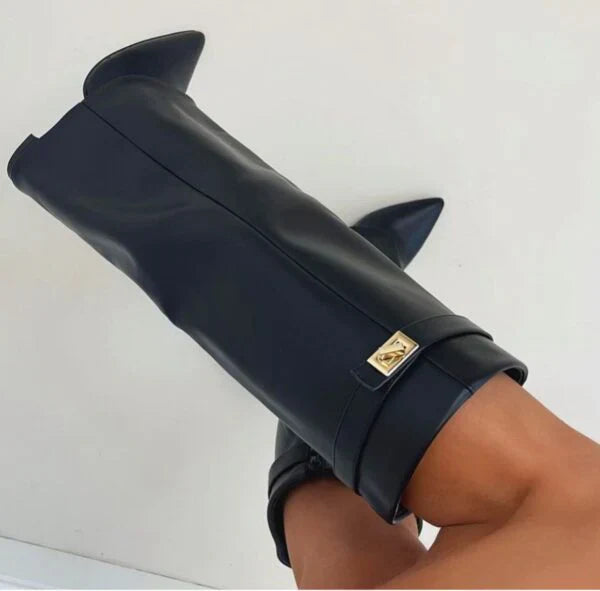 Stivali con tacco alto da donna - Design elegante con dettagli dorati