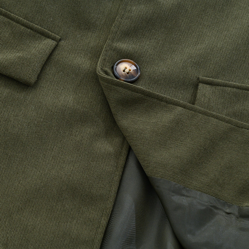 Cappotto corto da uomo in velluto a coste slim fit con collo alto