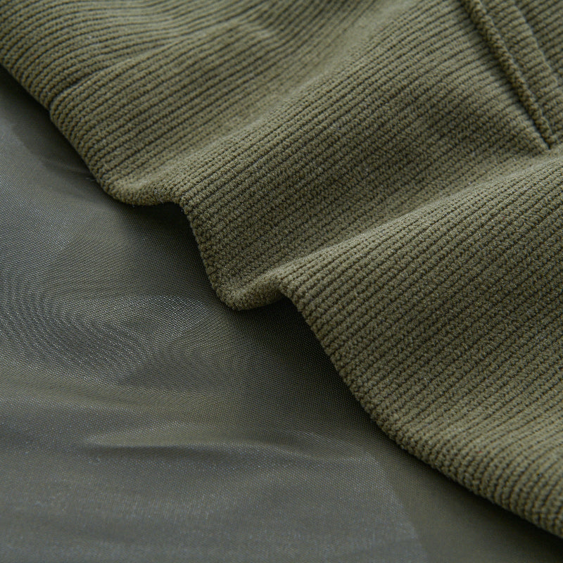 Cappotto corto da uomo in velluto a coste slim fit con collo alto