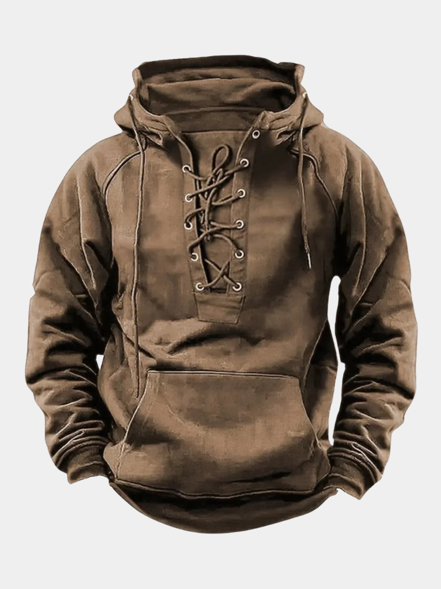 Felpa con cappuccio robusta e lacci da uomo: comfort e stile all'aria aperta