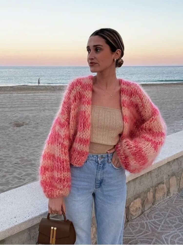 Cardigan morbido da donna con taglio aperto – Maglia elegante e colorata